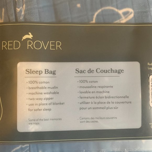 Red Rover 100% cotton sleep bag, 6-12 months, two-way zipper, New in bag - Picture 4 of 4